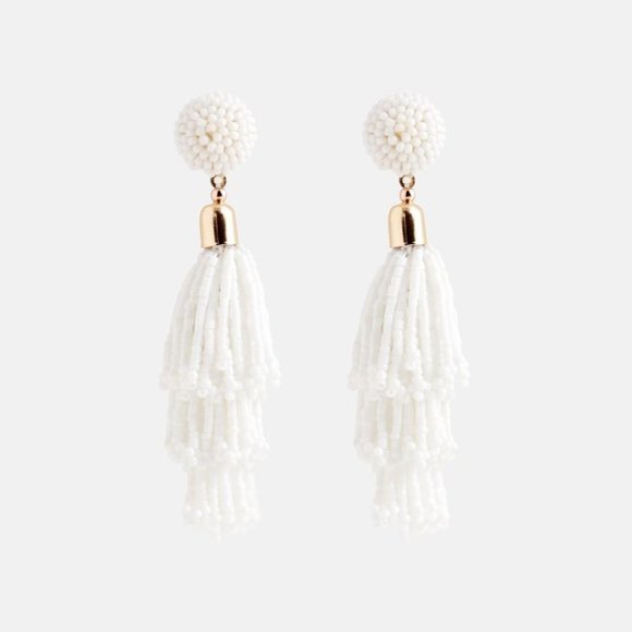 Panacea White Beaded Tassel Earrings Rachel Zoe 68$
